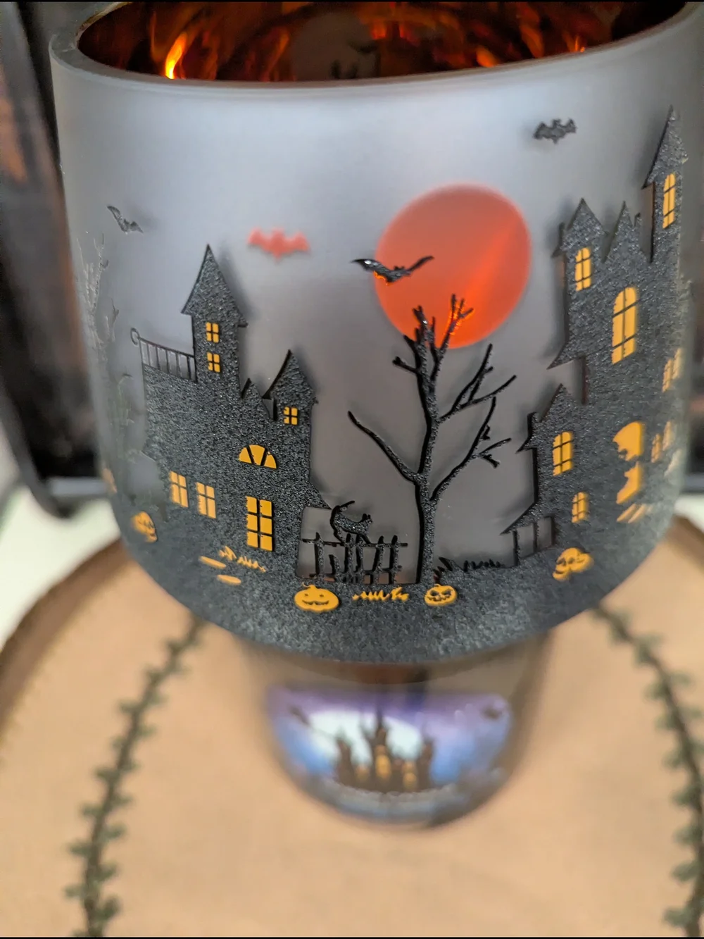 Yankee Candle Flicker Halloween House Glass Shade Topper fits  Single Wick Jar